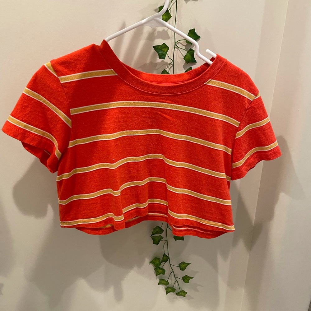 bright striped bdg cropped shirt